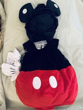 Disney Red & Black Mickey Mouse Plush Costume with Hat and Gloves
